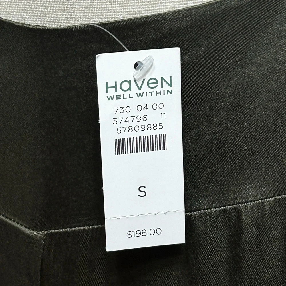 Haven Well Within Olive Satin Chemise Gown V-Neck Sleeveless Size S - Picture 3 of 4